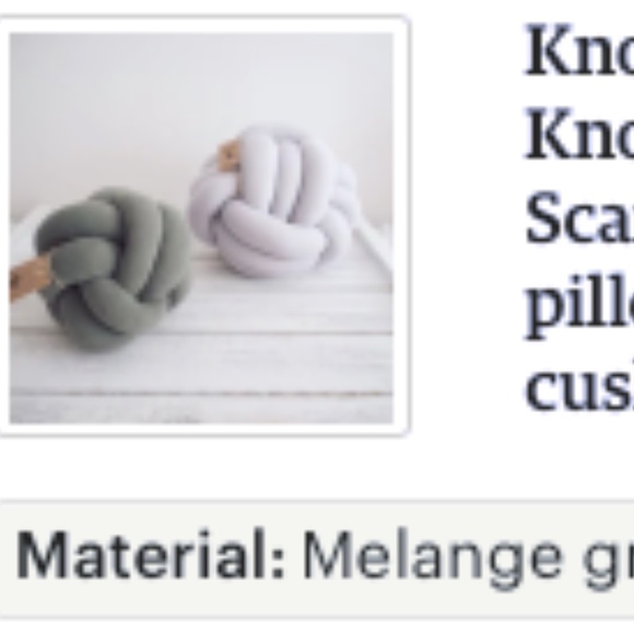 Small Heather Gray Handmade Knot Pillow - Picture 7 of 10